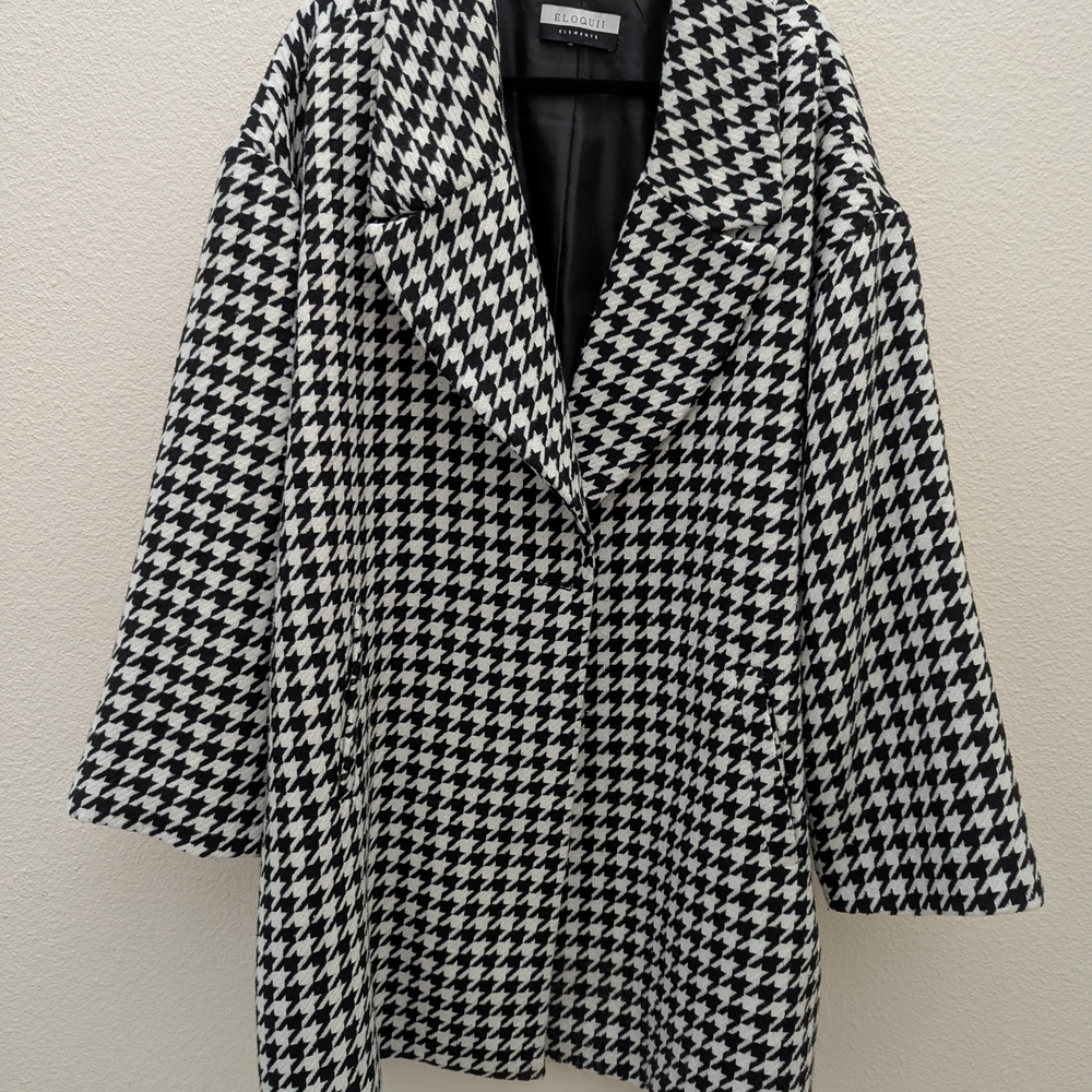 Eloquii Black and White Houndstooth Blazer